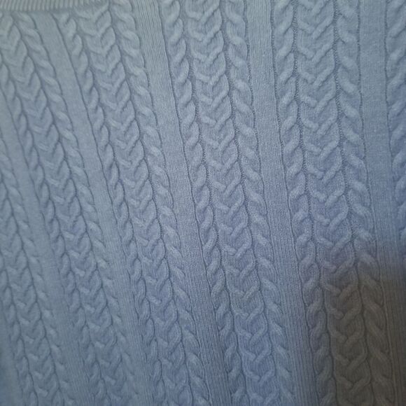 Casual Corner Blue Braided Cable Knit Boat Neck Textured Sweater Size Large - Picture 6 of 10